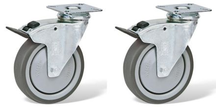 Set van 2 zwenkwielen met rem voor vouwbed type Comfort, Comfortplus en Click clack.